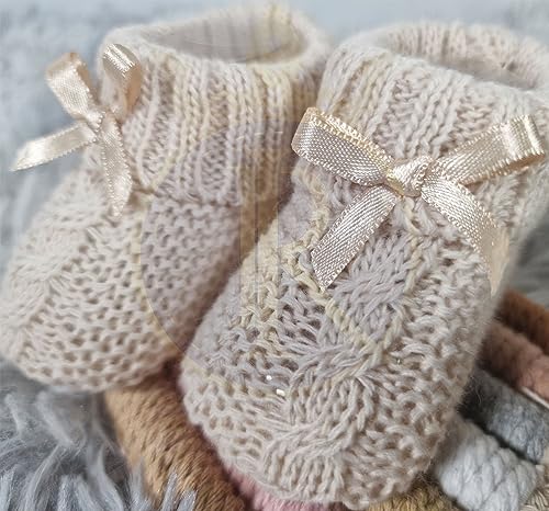 Royal Icon Newborn Baby Booties with Bow - Coffee