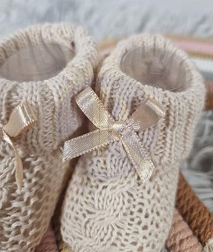 Royal Icon Newborn Baby Booties with Bow - Coffee