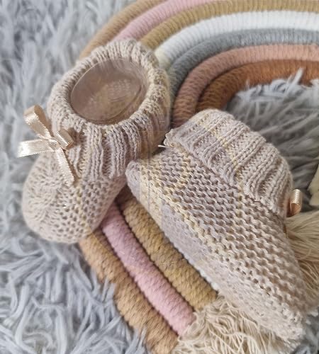 Royal Icon Newborn Baby Booties with Bow - Coffee