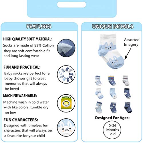 9 Pairs of Cute Cotton Baby Boy Socks