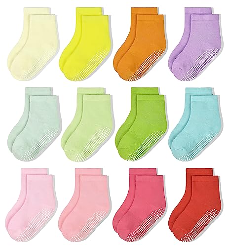 12 Pairs Anti Slip Kids Socks for Toddlers