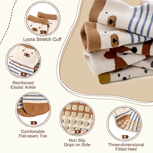 Auranso Baby Non-Slip Grip Socks with Cute Designs