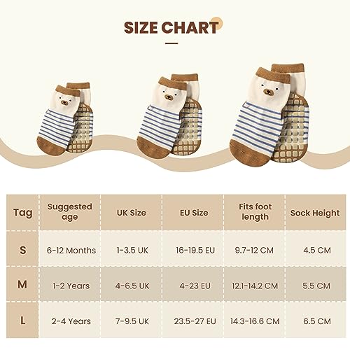 Auranso Baby Non-Slip Grip Socks with Cute Designs
