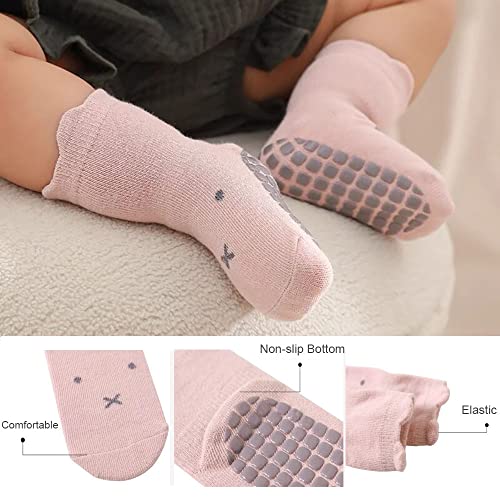 FedMois 5 Pairs Anti-Slip Animal Ankle Socks, 1-3 Years