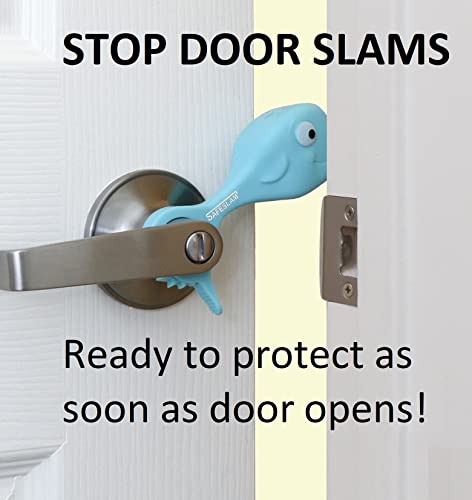 SAFESLAM Blue Whale Door Stopper - Easy Install, Door Safety