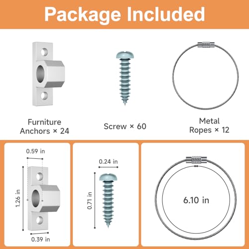 12 Pack Toddler Furniture Wall Anchor Earthquake Straps