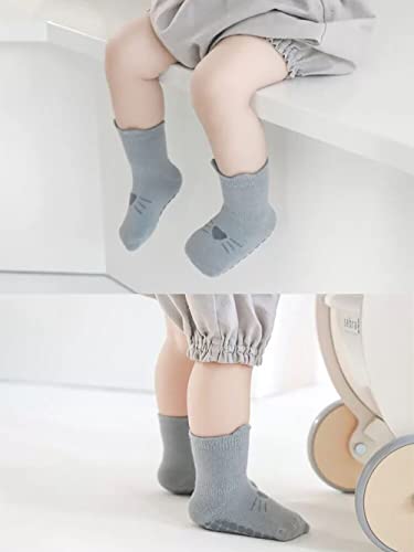 FedMois 5 Pairs Anti-Slip Animal Ankle Socks, 1-3 Years