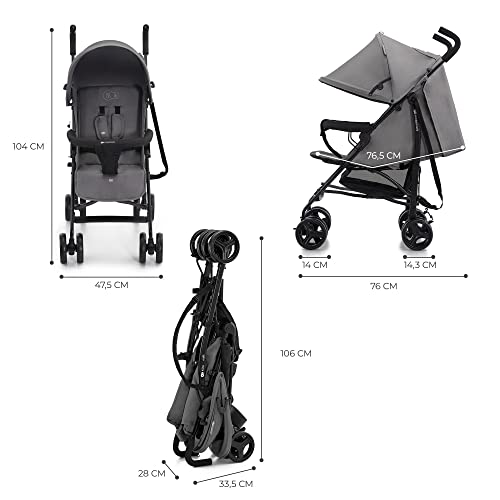 Kinderkraft TIK Lightweight Stroller, Adjustable Backrest, Gray, 6m+