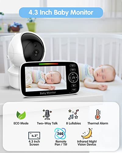 4.3" HD Video Baby Monitor with Camera and Audio
