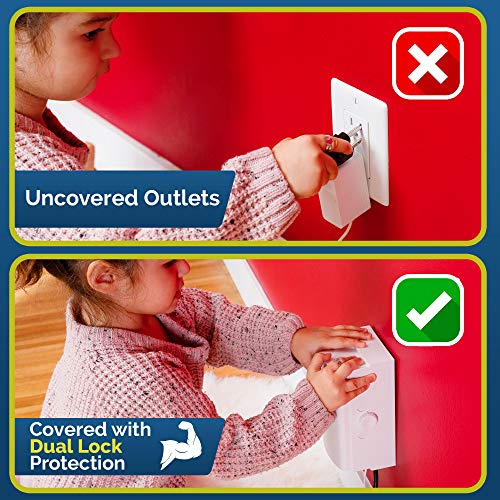 Baby Safety Outlet Cover with Double Lock - White