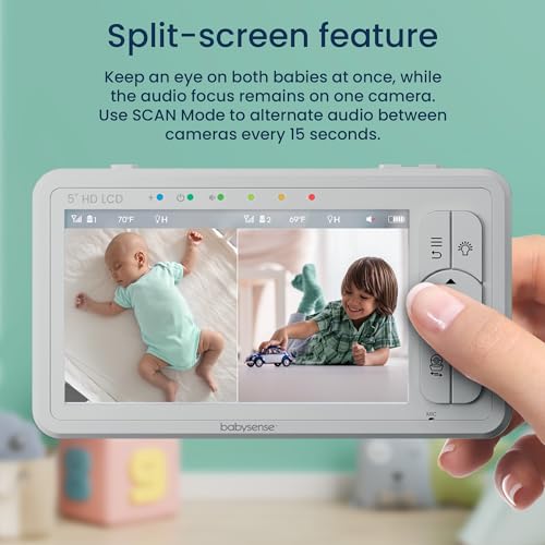 Babysense HD Split-Screen Baby Monitor with Two Cameras