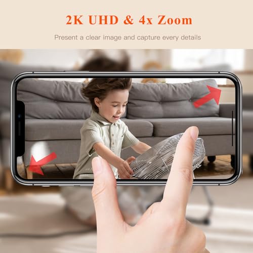 2K Baby Monitor with Camera, Night Vision, Split Screen