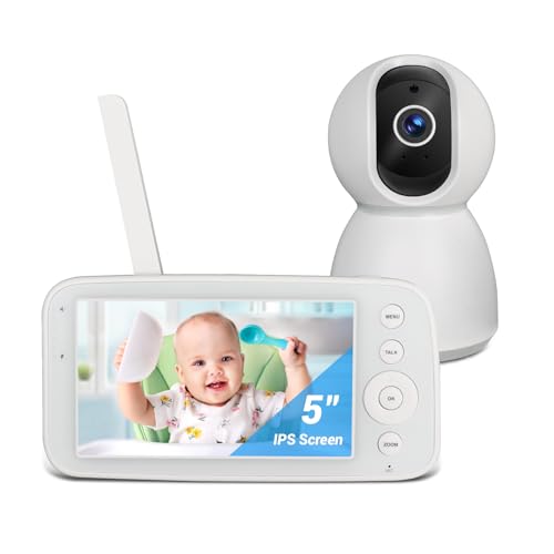 Byxsb 5" LCD Baby Monitor: 360° Pan, 90° Tilt