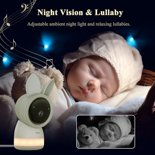 2K Baby Monitor with Camera, Night Vision, Split Screen