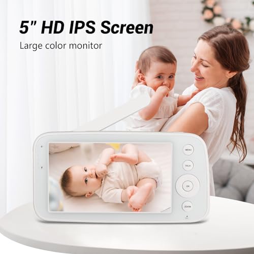 Byxsb 5" LCD Baby Monitor: 360° Pan, 90° Tilt