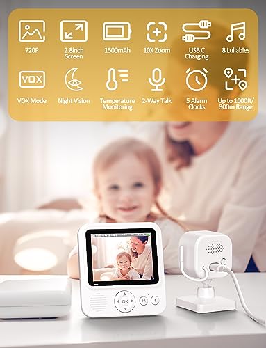 BURNNOVE Baby Monitor with Camera Night Vision & Audio