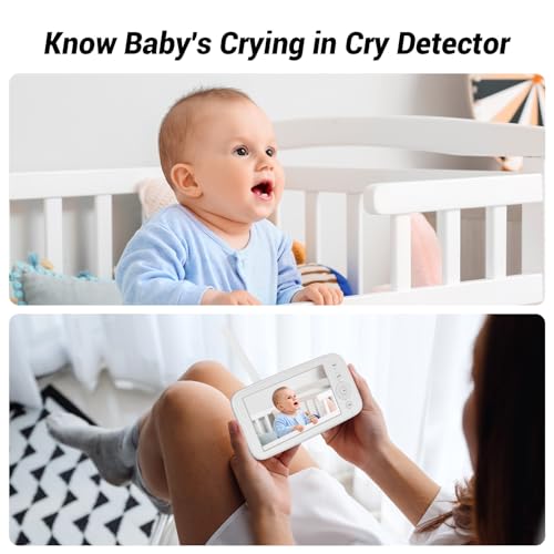 Byxsb 5" LCD Baby Monitor: 360° Pan, 90° Tilt