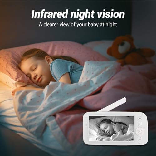 Byxsb 5" LCD Baby Monitor: 360° Pan, 90° Tilt