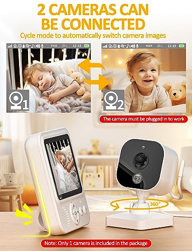 BURNNOVE Baby Monitor with Camera Night Vision & Audio