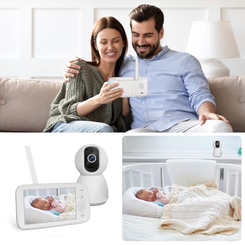 Byxsb 5" LCD Baby Monitor: 360° Pan, 90° Tilt