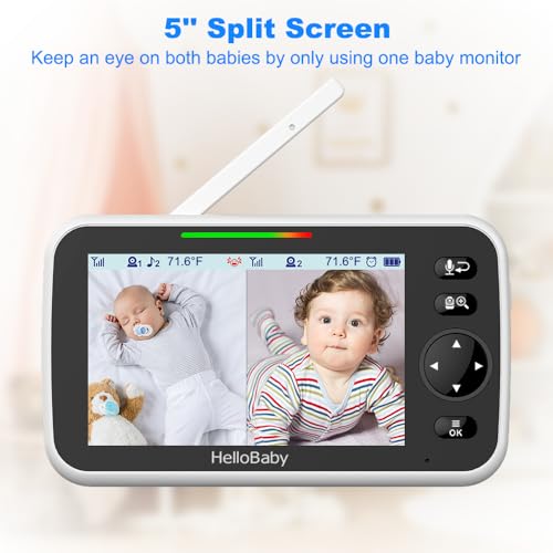 HelloBaby 5'' Display Video Baby Monitor with Night Vision