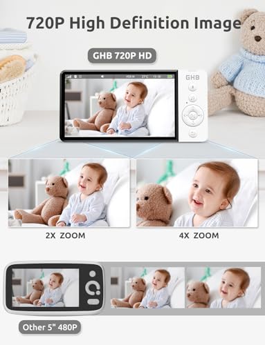 GHB Baby Monitor with Camera, Night Vision, 2-Way Audio