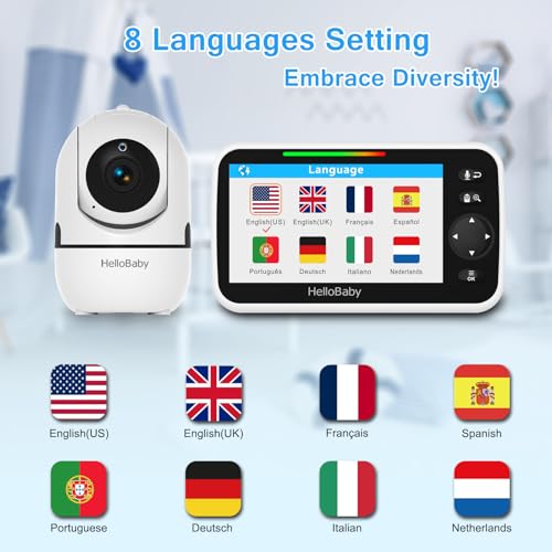 HelloBaby 5'' Display Video Baby Monitor with Night Vision