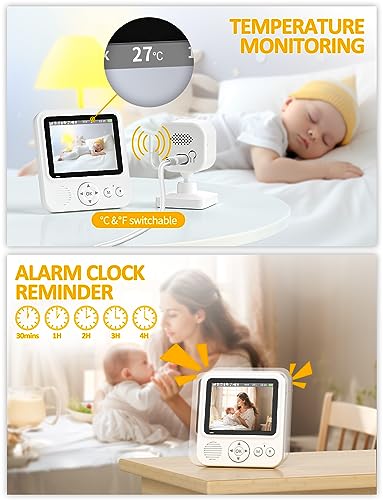 BURNNOVE Baby Monitor with Camera Night Vision & Audio