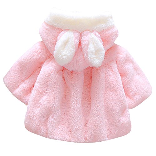 Pink Faux Fur Hooded Cape for Newborn Girls