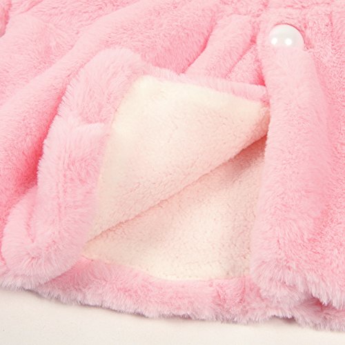 Pink Faux Fur Hooded Cape for Newborn Girls