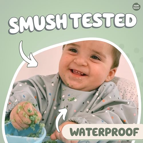 Nombear Baby Weaning Bib with Sleeves - Waterproof Infant Feeding Apron