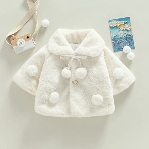 White Faux Fur Cape Coat for Baby Girl