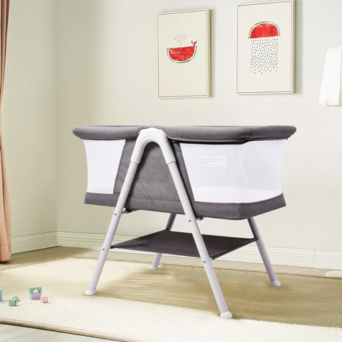 Bellababy Bedside Bassinet in Grey, Lightweight and Breathable