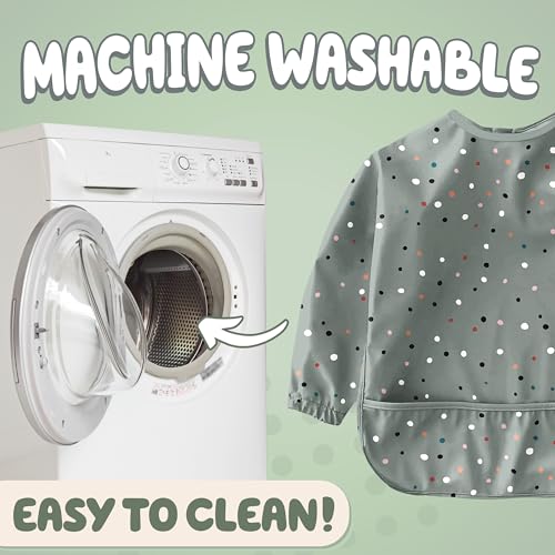 Nombear Baby Weaning Bib with Sleeves - Waterproof Infant Feeding Apron