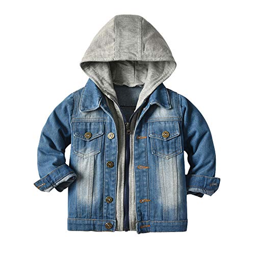 IDOPIP Baby Hooded Denim Jacket Coat Hoodie