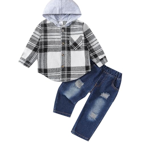 Baby Boy Hoodies with Plaid Tops & Denim