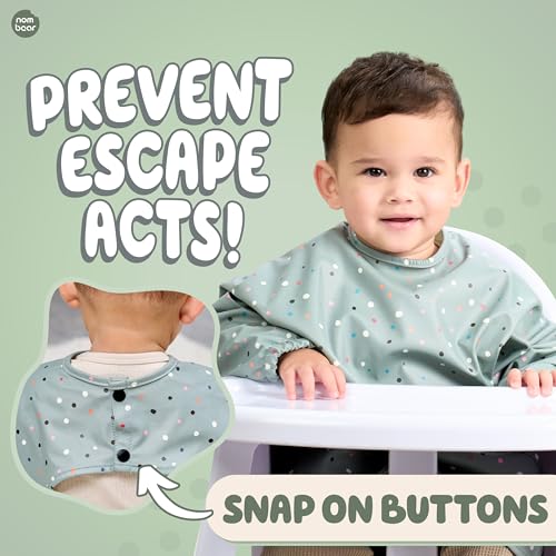 Nombear Baby Weaning Bib with Sleeves - Waterproof Infant Feeding Apron