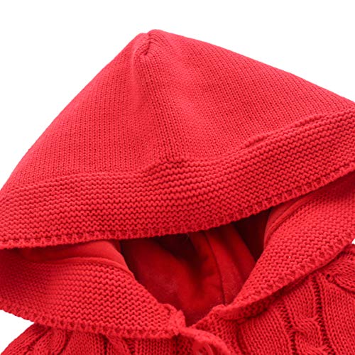 Famuka Toddler Girls Red Knitted Hooded Cape