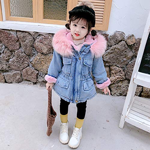 Toddler Girls Hooded Denim Jacket Faux Fleece Warm