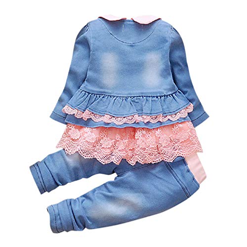 De feuilles Baby Girls Jean Jacket Outfit Set