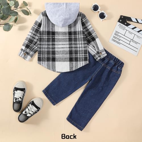 Baby Boy Hoodies with Plaid Tops & Denim