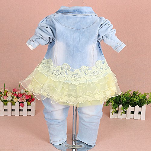 Yellow Denim Clothing Set for Baby Girls (6-12M)