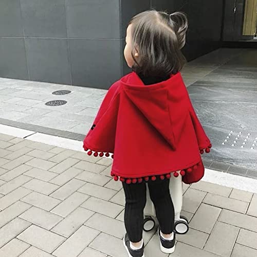 Red Knitted Hooded Cloak Poncho Coat for Babies