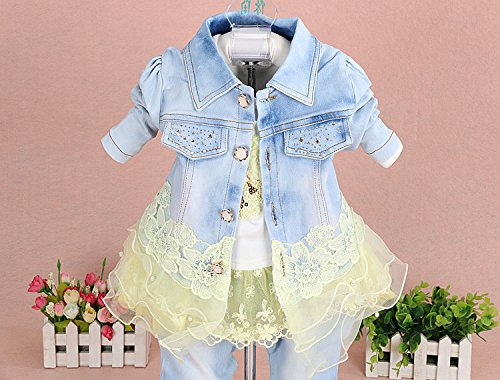 Yellow Denim Clothing Set for Baby Girls (6-12M)
