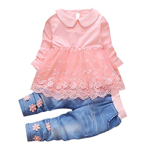 De feuilles Baby Girls Jean Jacket Outfit Set