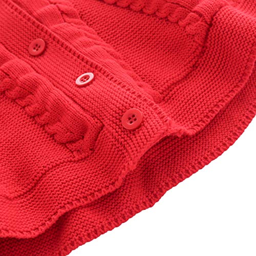 Famuka Toddler Girls Red Knitted Hooded Cape