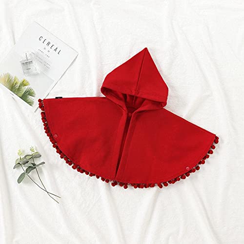 Red Knitted Hooded Cloak Poncho Coat for Babies