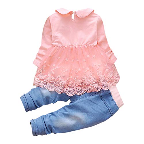 De feuilles Baby Girls Jean Jacket Outfit Set