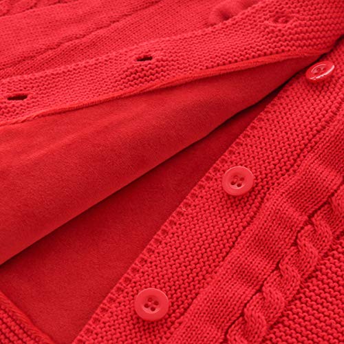 Famuka Toddler Girls Red Knitted Hooded Cape