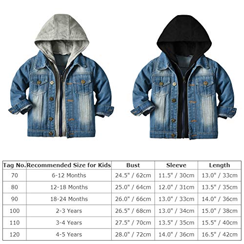 IDOPIP Baby Hooded Denim Jacket Coat Hoodie